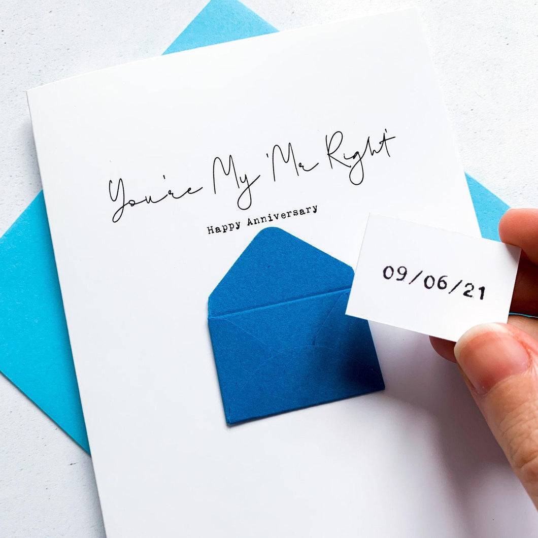 Wedding Anniversary Card, Mr Right, Husband Anniversary Card, Boyfriend Anniversary Card, Anniversary card for Wife, Special Date