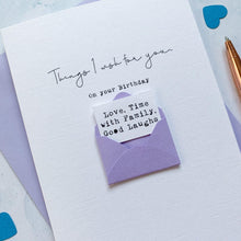 Load image into Gallery viewer, Birthday Wish Card, Birthday Card for her, Birthday card for him, Birthday card for son, Birthday card for husband, boyfriend birthday card