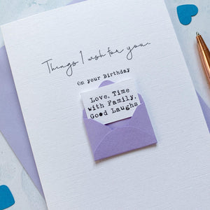 Birthday Wish Card, Birthday Card for her, Birthday card for him, Birthday card for son, Birthday card for husband, boyfriend birthday card