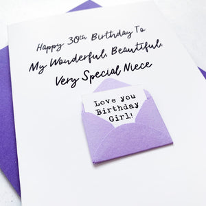Very Special Niece Birthday Card, Niece Birthday Card, Female Birthday Card, Birthday card for her, Personalised Card, For Her