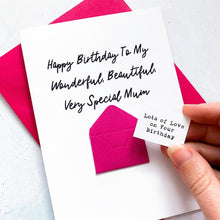 Load image into Gallery viewer, Very Special Mum Birthday Card, Mum Birthday Card, Female Birthday Card, Birthday card for her, Personalised Card, For Her