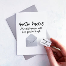 Load image into Gallery viewer, Little Person Big Question Godmother Proposal Card, Godparents Proposal, God parents proposal Card, Be my Godmother card, be my godfather