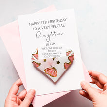 Load image into Gallery viewer, Personalised Daughter Birthday Card, Butterfly Origami Heart, Handmade Keepsake Gift, On Her Birthday, Teenage Birthday, From Mummy &amp; Daddy