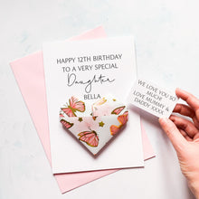 Load image into Gallery viewer, Personalised Daughter Birthday Card, Butterfly Origami Heart, Handmade Keepsake Gift, On Her Birthday, Teenage Birthday, From Mummy &amp; Daddy
