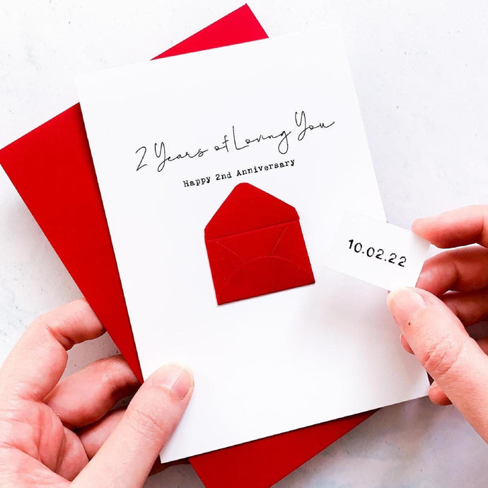 Personalised 2 Year Anniversary Card, 2nd Anniversary, Two Years of Loving You, For Partner Girlfriend Boyfriend, Romantic Sentimental Gift