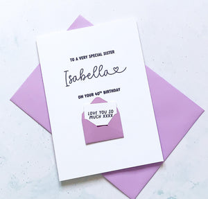 Very Special Sister Birthday Card, To my sister, Special Age, For child, Female adult, Personalised Handmade Keepsake, Gift for Her