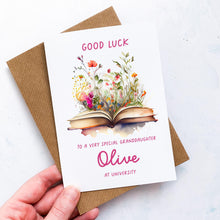Load image into Gallery viewer, Good Luck at University Card, Personalised Back to University Card, First Day at Uni, Good Luck, for Granddaughter, for Grandson, 1st day