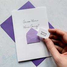 Load image into Gallery viewer, Guess Where Holiday Announcement Card, Going on holiday card, Holiday reveal card, holiday reveal tickets, holiday reveal ideas, trip reveal