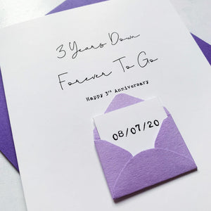 3rd Anniversary Card, 3 Years Down, Husband Anniversary Card, Boyfriend Anniversary Card, Anniversary card for Wife, Personalised