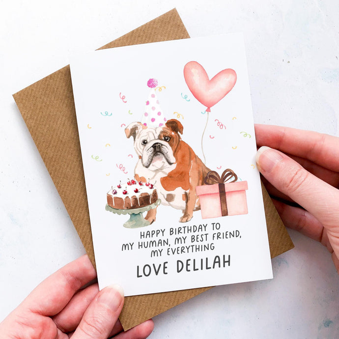 Personalised Bulldog Birthday Card, English Bulldog Pet Keepsake, From The Dog, From Pets, Pet Lover Gift, Pet Parent, Dog Lover, From Dogs