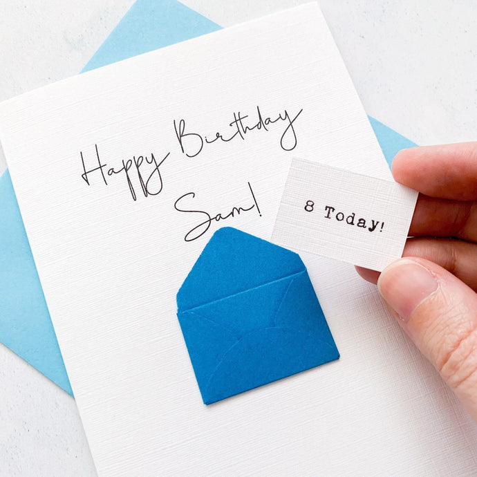 8th Birthday Card, 8 Year Old, Personalised, Any Name, Birthday Card for boy, cute birthday card, handmade card, 3D Card, son Birthday