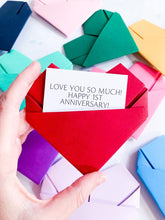 Load image into Gallery viewer, 1st Anniversary Card, Origami Heart Photo Card, Personalised Paper Wedding Anniversary, Large Handmade Keepsake Gift, For Wife, Husband