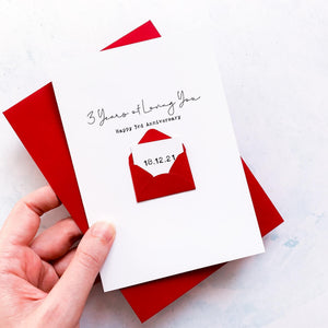 Personalised 3 Year Anniversary Card, 3rd Anniversary, Three Years of Loving You, For Partner Girlfriend Boyfriend, Romantic Gift