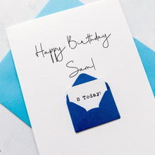 Load image into Gallery viewer, 8th Birthday Card, 8 Year Old, Personalised, Any Name, Birthday Card for boy, cute birthday card, handmade card, 3D Card, son Birthday