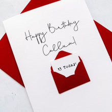 Load image into Gallery viewer, 13th Birthday Card, 13 Year Old, Personalised, Any Name, Birthday Card for boy, cute birthday card, handmade card, 3D Card, son Birthday