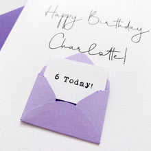 Load image into Gallery viewer, 6th Birthday Card, 6 Year Old, Personalised, Any Name, Birthday Card for girl, cute birthday card, handmade, 3D Card, daughter Birthday