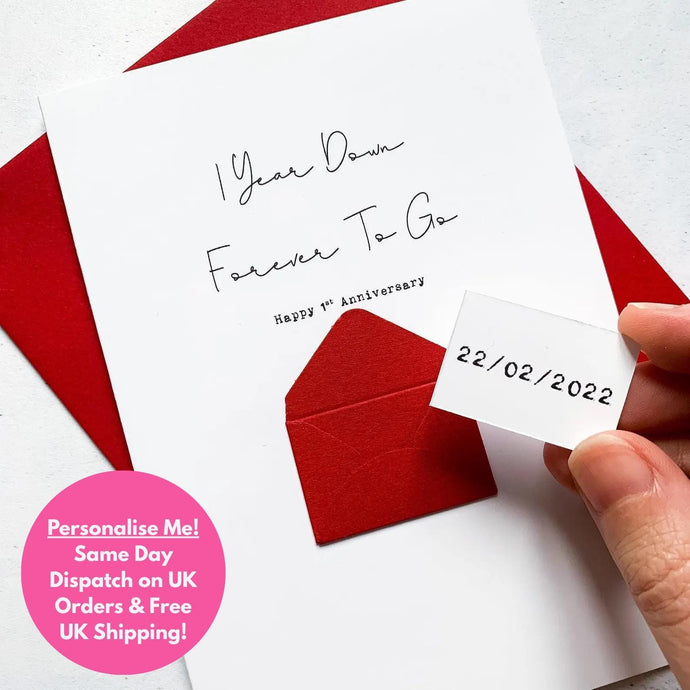 1 Year Down 1st Anniversary Card - Personalised 1st Paper Anniversary Card for Wife, Husband