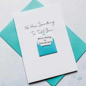 Surprise Holiday Announcement Card, Going on holiday card, Holiday reveal card, holiday reveal tickets, holiday reveal ideas, trip reveal