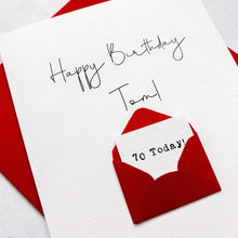 Load image into Gallery viewer, 70th Birthday Card, 70 Year Old, Personalised, Any Name, Birthday Card for man, cute birthday card, handmade, 3D Card, husband Birthday