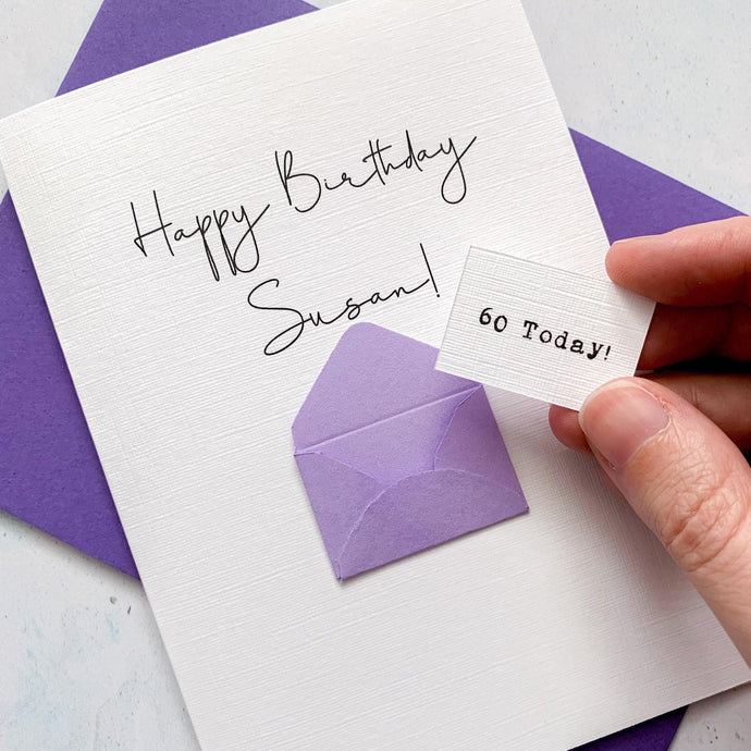 60th Birthday Card, 60 Year Old, Personalised, Any Name, Birthday Card for female, cute birthday card, handmade, 3D Card, wife Birthday