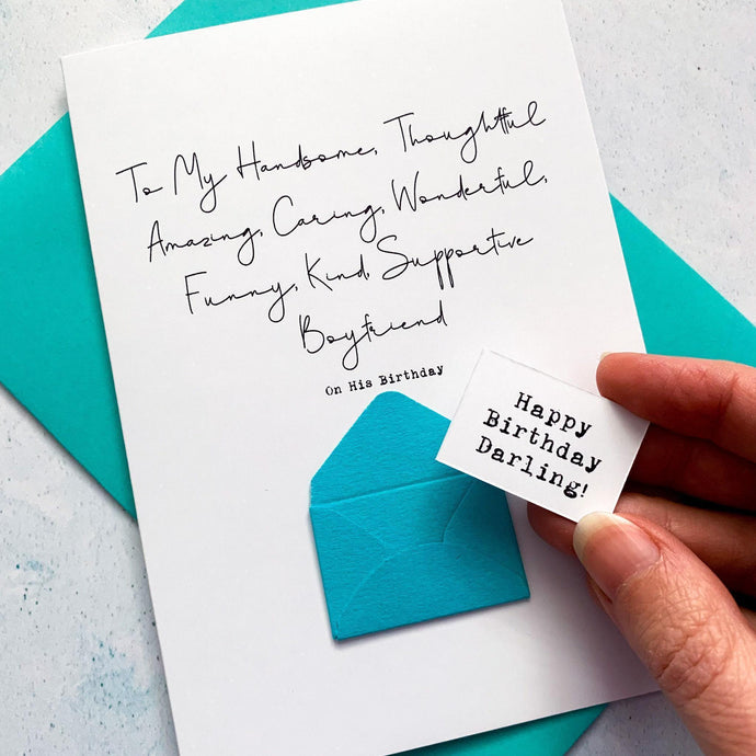 To My Wonderful Boyfriend Birthday Card, Boyfriend Birthday Card, Partner Birthday Card, Birthday card for Boyfriend, Personalised Card