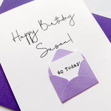Load image into Gallery viewer, 60th Birthday Card, 60 Year Old, Personalised, Any Name, Birthday Card for female, cute birthday card, handmade, 3D Card, wife Birthday