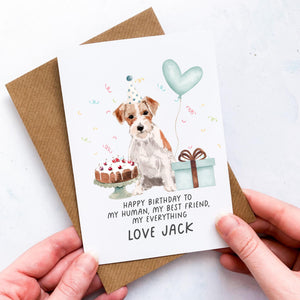 Personalised Jack Russell Birthday Card, Jack Russell Pet Keepsake, From The Dog, From Pets, Pet Lover Gift, Pet Parent, Dog Lover