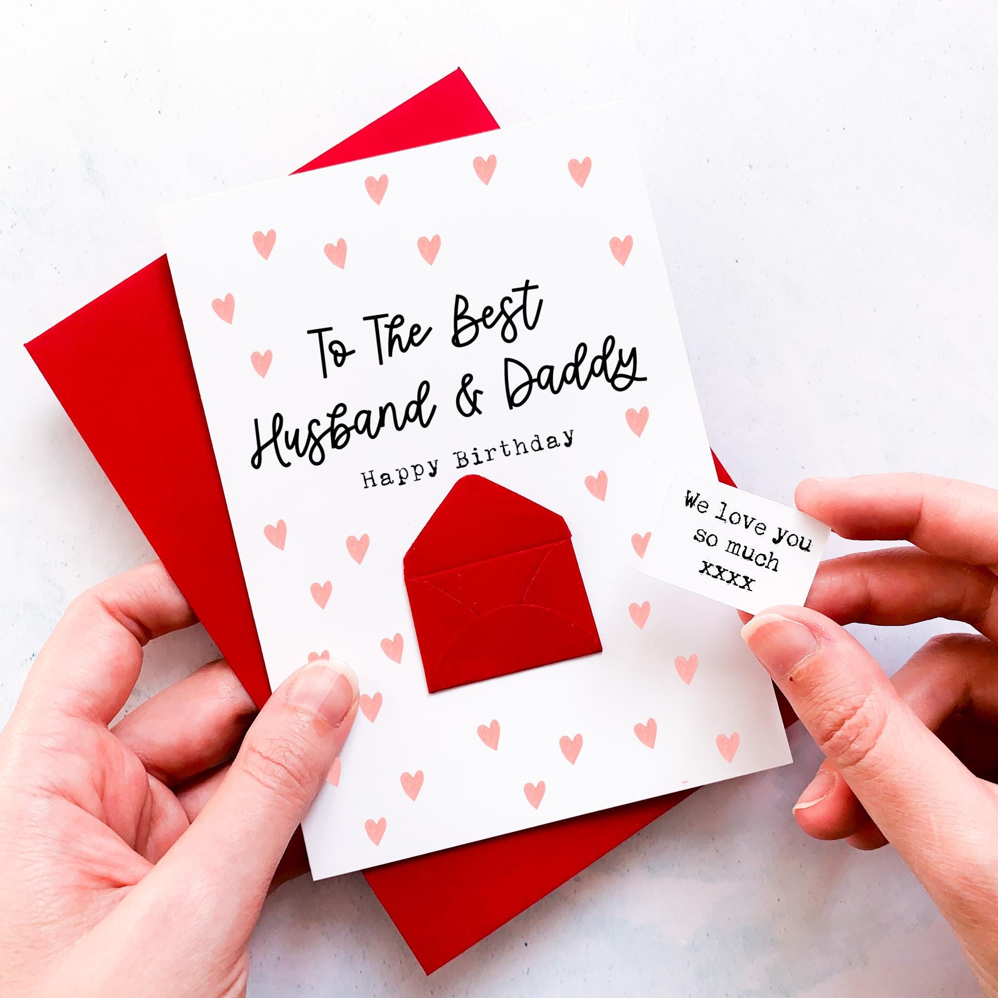 Husband Birthday Card – Personalised Handmade Greeting With Mini Envelope Romantic Keepsake