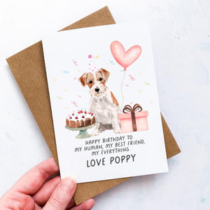 Personalised Jack Russell Birthday Card, Jack Russell Pet Keepsake, From The Dog, From Pets, Pet Lover Gift, Pet Parent, Dog Lover