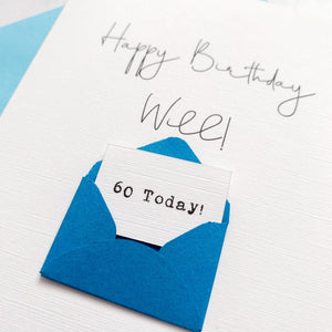60th Birthday Card, 60 Year Old, Personalised, Any Name, Birthday Card for male, cute birthday card, handmade, 3D Card, husband Birthday