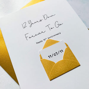 12th Anniversary Card, 12 Years Down, Husband Anniversary Card, Boyfriend Anniversary Card, Anniversary card for Wife, Personalised
