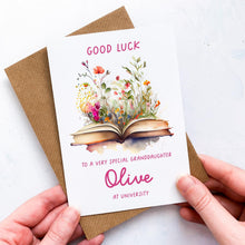 Load image into Gallery viewer, Good Luck at University Card, Personalised Back to University Card, First Day at Uni, Good Luck, for Granddaughter, for Grandson, 1st day