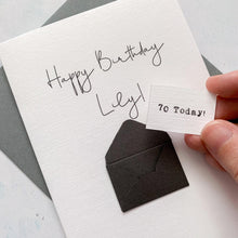Load image into Gallery viewer, 70th Birthday Card, 70 Year Old, Personalised, Any Name, Birthday Card for female, cute birthday card, handmade, 3D Card, wife Birthday