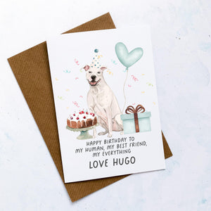 Personalised Staffie Birthday Card, Staffordshire Terrier Pet Keepsake, From The Dog, From Pets, Pet Lover Gift, Pet Parent, Gift From Dog