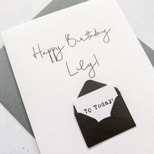 Load image into Gallery viewer, 70th Birthday Card, 70 Year Old, Personalised, Any Name, Birthday Card for female, cute birthday card, handmade, 3D Card, wife Birthday