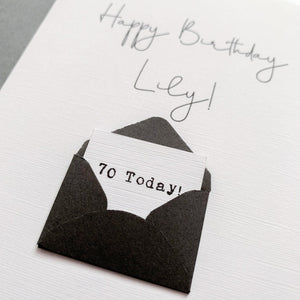 70th Birthday Card, 70 Year Old, Personalised, Any Name, Birthday Card for female, cute birthday card, handmade, 3D Card, wife Birthday