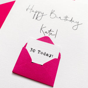30th Birthday Card, 30 Year Old, Personalised, Any Name, Birthday Card for female, cute birthday card, handmade, 3D Card, Wife Birthday Card