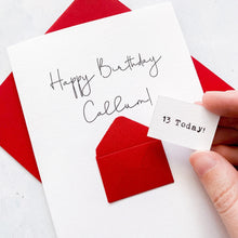 Load image into Gallery viewer, 13th Birthday Card, 13 Year Old, Personalised, Any Name, Birthday Card for boy, cute birthday card, handmade card, 3D Card, son Birthday