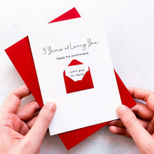 Load image into Gallery viewer, Personalised 3 Year Anniversary Card, 3rd Anniversary, Three Years of Loving You, For Partner Girlfriend Boyfriend, Romantic Gift