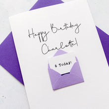 Load image into Gallery viewer, 6th Birthday Card, 6 Year Old, Personalised, Any Name, Birthday Card for girl, cute birthday card, handmade, 3D Card, daughter Birthday