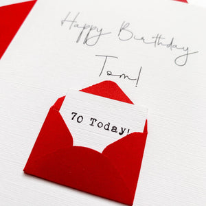 70th Birthday Card, 70 Year Old, Personalised, Any Name, Birthday Card for man, cute birthday card, handmade, 3D Card, husband Birthday