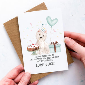 Personalised Westie Birthday Card, West Highland Terrier Pet Keepsake, From The Dog, From Pets, Pet Lover Gift, Pet Parent, Dog Lover