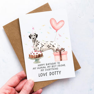 Personalised Dalmatian Card, Dalmatian Pet Keepsake, From The Dog, From Pets, Pet Lover Gift, Pet Parent, Dog Lover