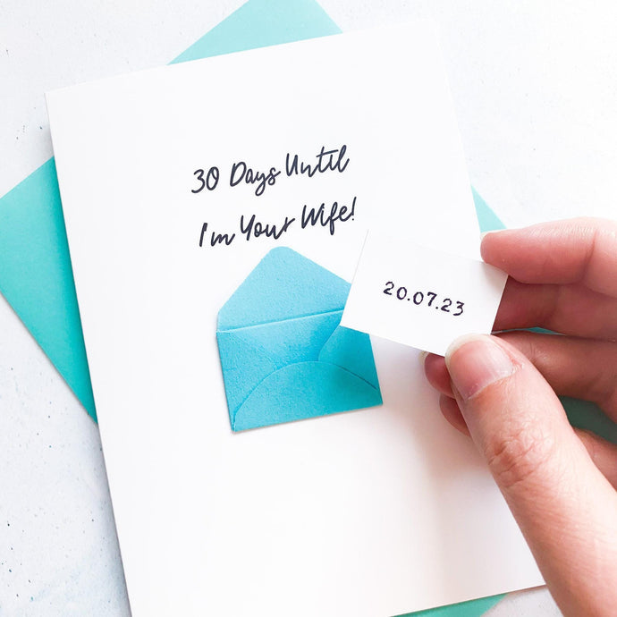 Wife Wedding Countdown Card, Card for husband to be, engagement card, Husband to be card, Wife to be card, Wedding Card for Fiancee