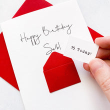 Load image into Gallery viewer, 15th Birthday Card, 15 Year Old, Personalised, Any Name, Birthday Card for boy, cute birthday card, handmade card, 3D Card, son Birthday