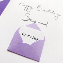 Load image into Gallery viewer, 60th Birthday Card, 60 Year Old, Personalised, Any Name, Birthday Card for female, cute birthday card, handmade, 3D Card, wife Birthday
