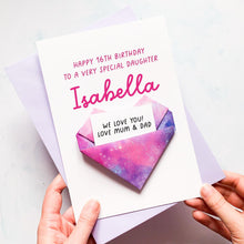 Load image into Gallery viewer, Birthday Card for Granddaughter, Cosmic Galaxy Origami Heart, Gift for Teenage Birthday 12th 13th 14th 15th 16th 17th 18th 19th 21st