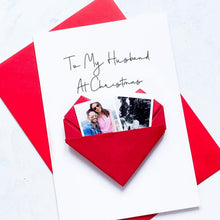 Load image into Gallery viewer, Personalised To My Husband Christmas Card: Origami Heart Photo Keepsake