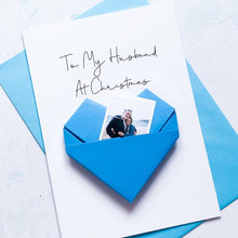 Load image into Gallery viewer, Personalised To My Husband Christmas Card: Origami Heart Photo Keepsake