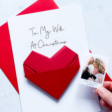 Load image into Gallery viewer, Personalised To My Wife Christmas Card: Origami Heart Photo Keepsake